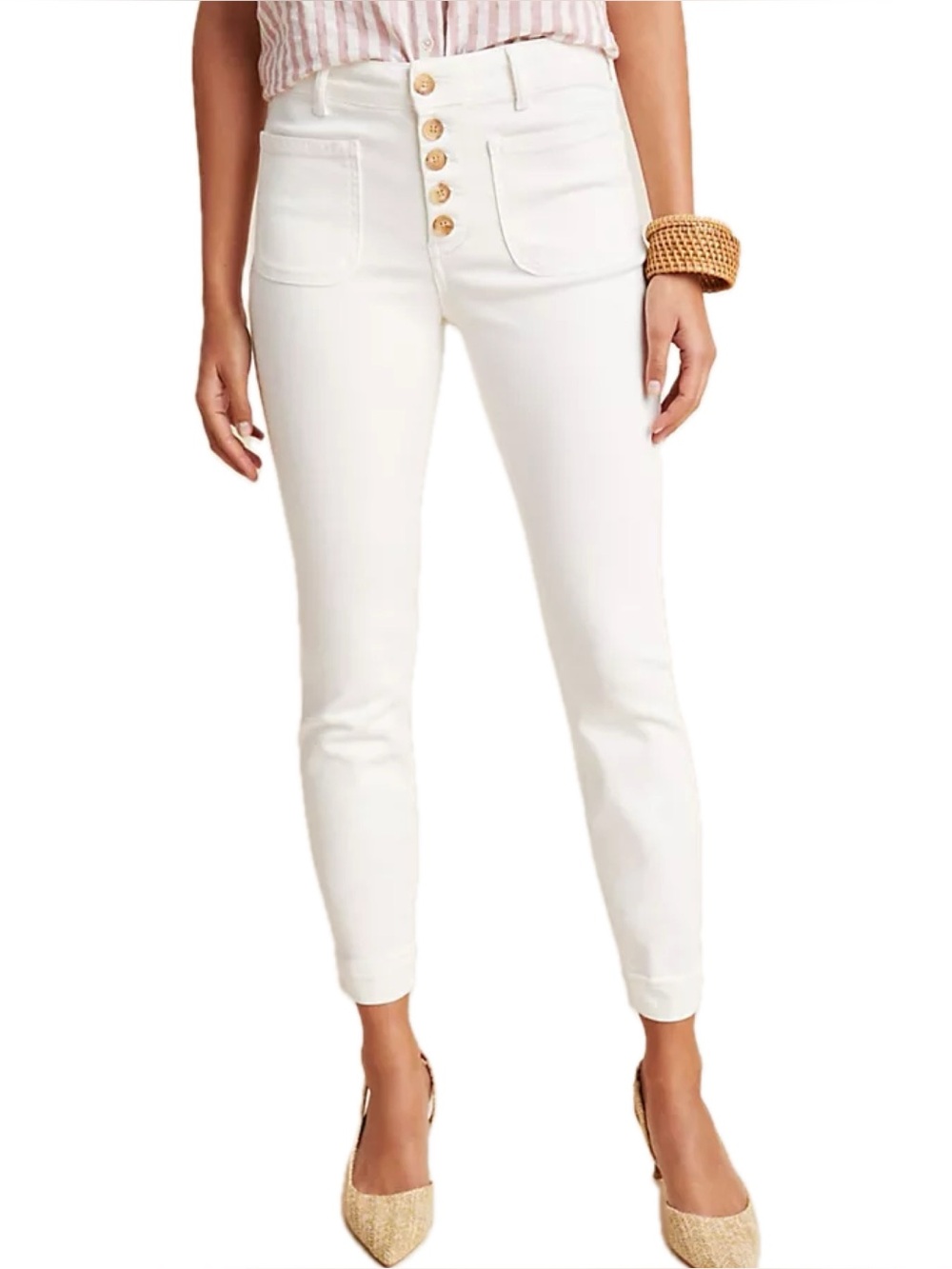 William Rast Juniors High Rise Crop Jeans in White